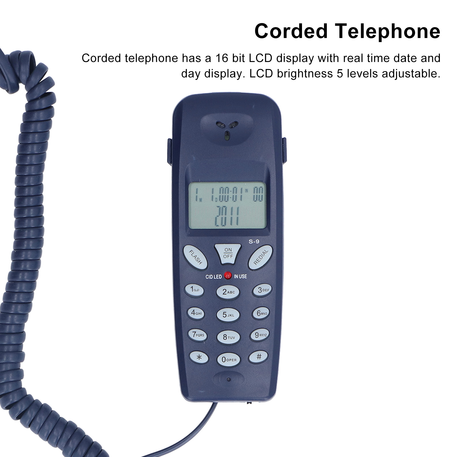 Retro Handset Phone - Téléphone fixe filaire, affichage d'identification d'appel