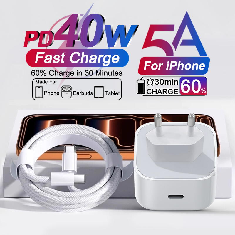 Phone Accessories Unique - Chargeur rapide PD 40W pour iPhone