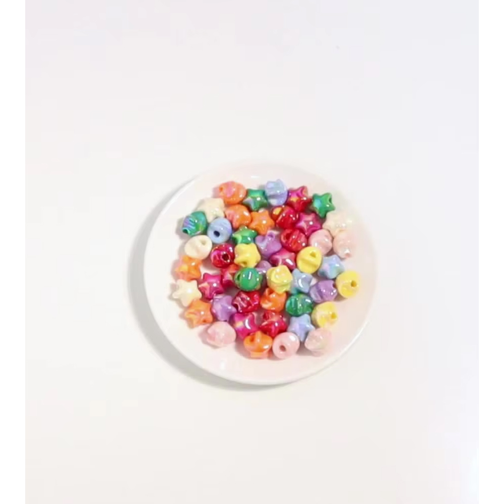 Phone Accessories Beads - Perles étoiles colorées en acrylique, pentagramme,